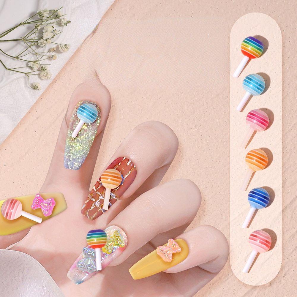 Mxbeauty Paku Charms Lollipop Resin Kuku Kecantikan Hiasan Kuku Salon Kuku Kupu-Kupu 3D Dekorasi Kuku