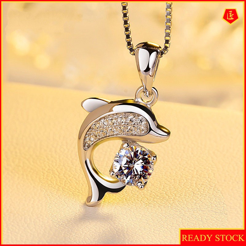 [Ready Stock]New Accessories Women's Necklace Diamond Dolphin Pendant Fashion Temperament