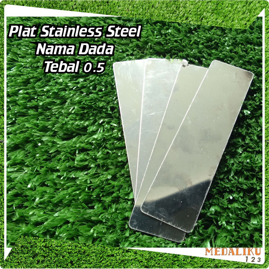 

Plat Stainlees 0,5mm, Sudut Tumpul Bahan Name Tag Nama Dada