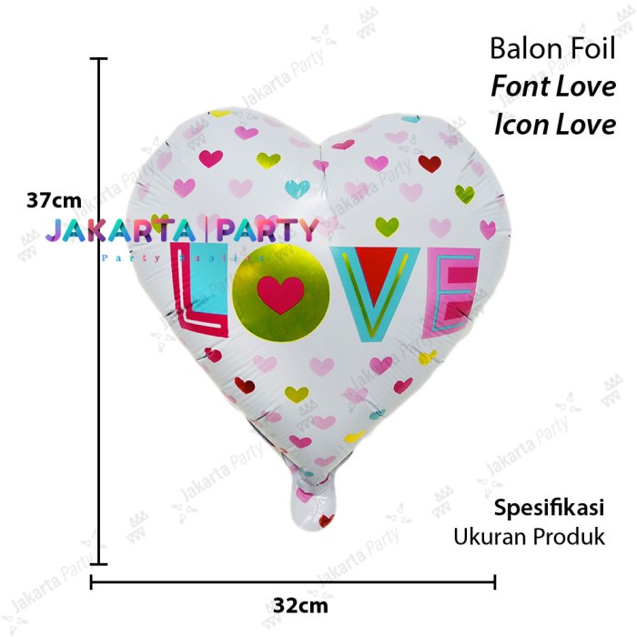 Balon Foil Font Love Icon Love / Balon Love / Balon Motif Heart