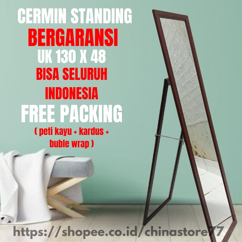 Cermin Full Body Standing mirror Aesthetic Kaca Cermin Berdiri Rias Dinding Gantung Standing mirror Cermin  Sebadan Panjang Murah Uk 130 X 48 Cm