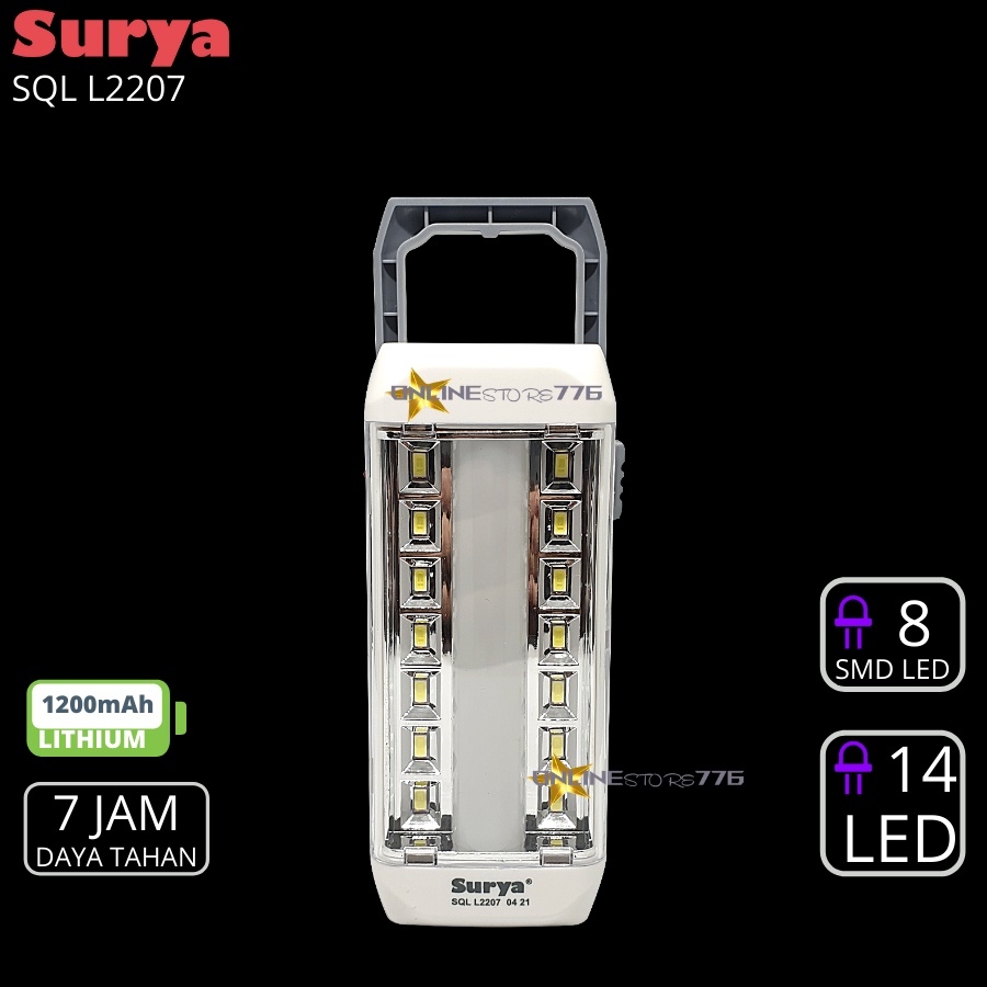 LAMPU EMERGENCY DARURAT LED SURYA SQL L2207 / LAMPU DARURAT SURYA SQL L2207 / RECHARGEABLE