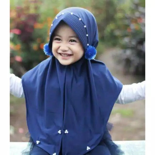 Jilbab Anak Maryam Pompom Usia 3-6 Tahun Bahan Jersey Terbaru Termurah / Alody's Collection