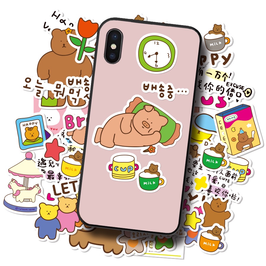 Korea lucu stiker beruang kartun ilustrasi phone case Jurnal bahan stiker Korea ins Jurnal stiker Xi