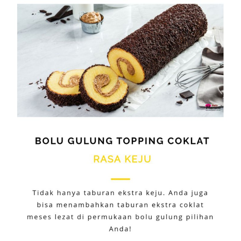 

Bolu Gulung Meranti (dengan topping)