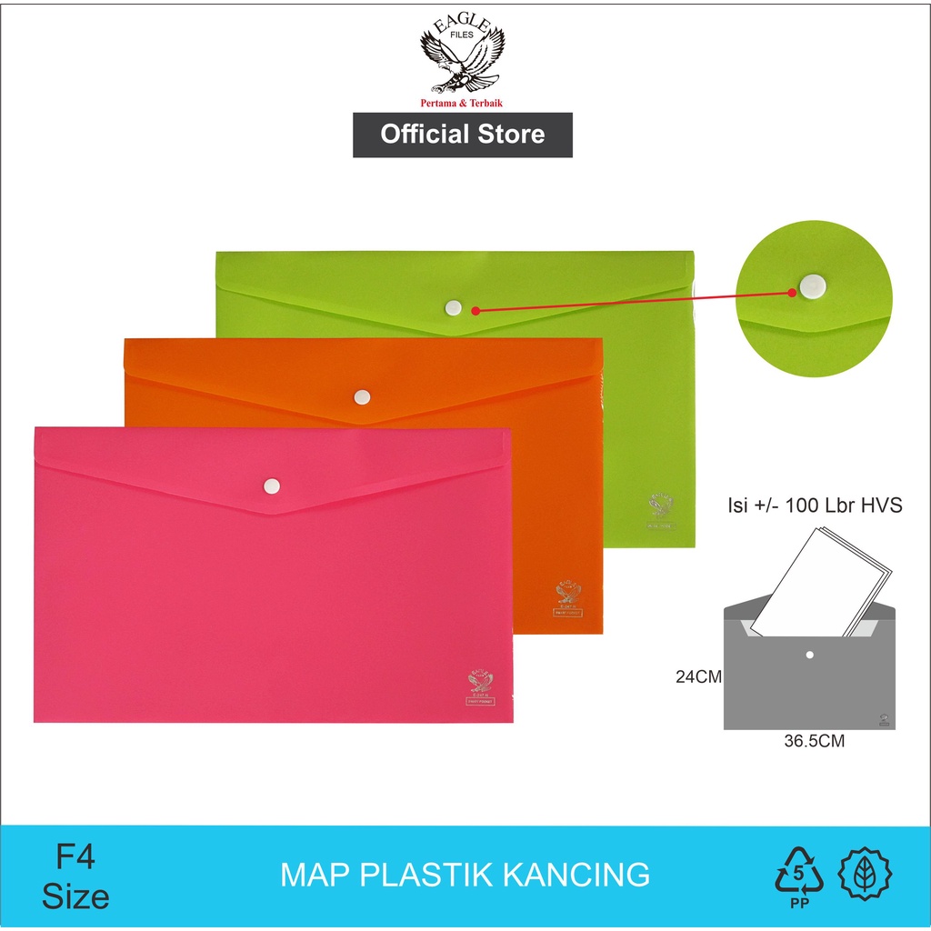 

EAGLE Plastik / Map Kancing / Map Kancing Plastik / Map Plastik Kancing Opaque F4 Smart Pocket E 247