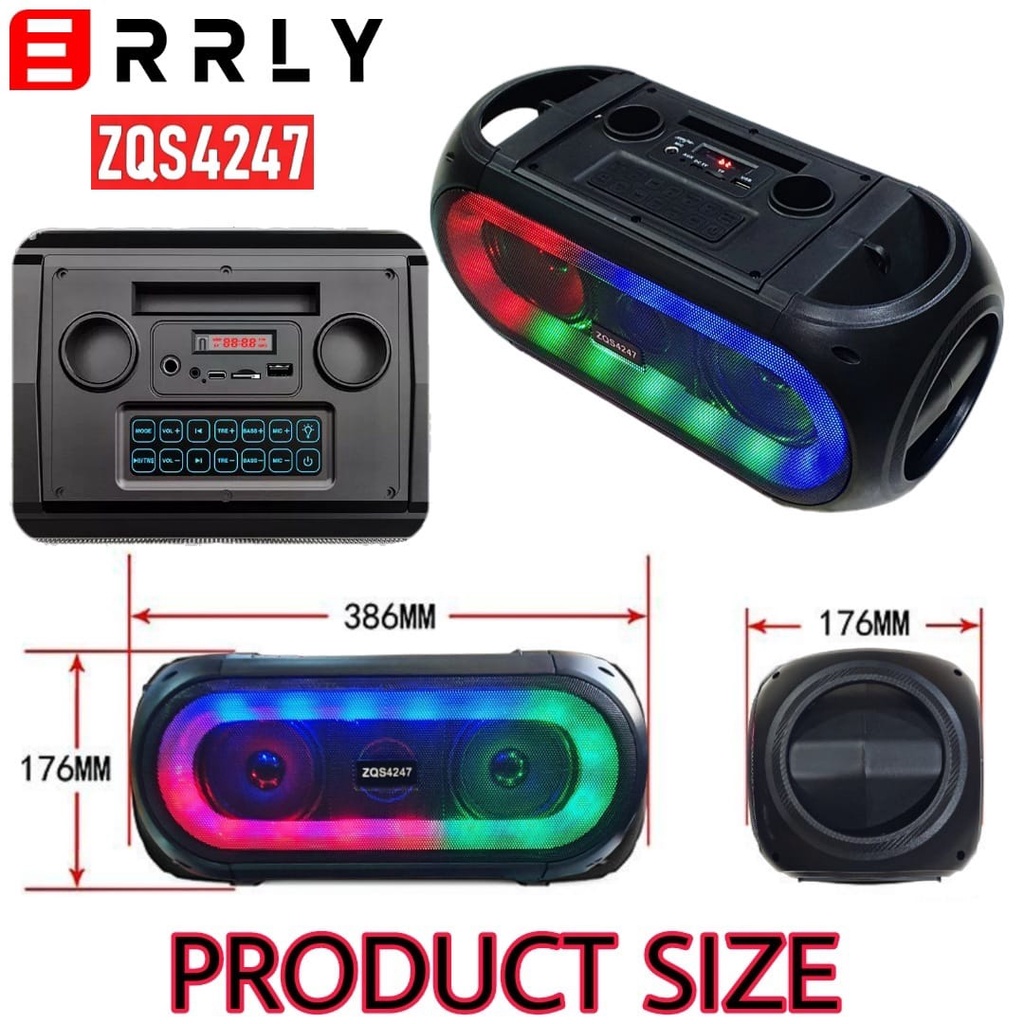 ERRLY ZQS4247 Super Bass Speaker Double Microphone ZQS-4247 Dengan Portable Speaker Nirkabel Stereo 16W Speaker Karaoke Family 2 mikrofon Super Bass n Stereo Speaker Mobile Wireless Karaoke Speaker MIC Stereo Speker Set ORIGINAL