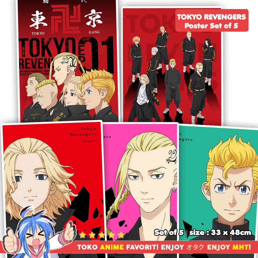 Poster Anime Tokyo Revengers Set Of 5 Tokyo Manji Mikey Sano Manjiro Draken Ken Ryuguji Takemichi
