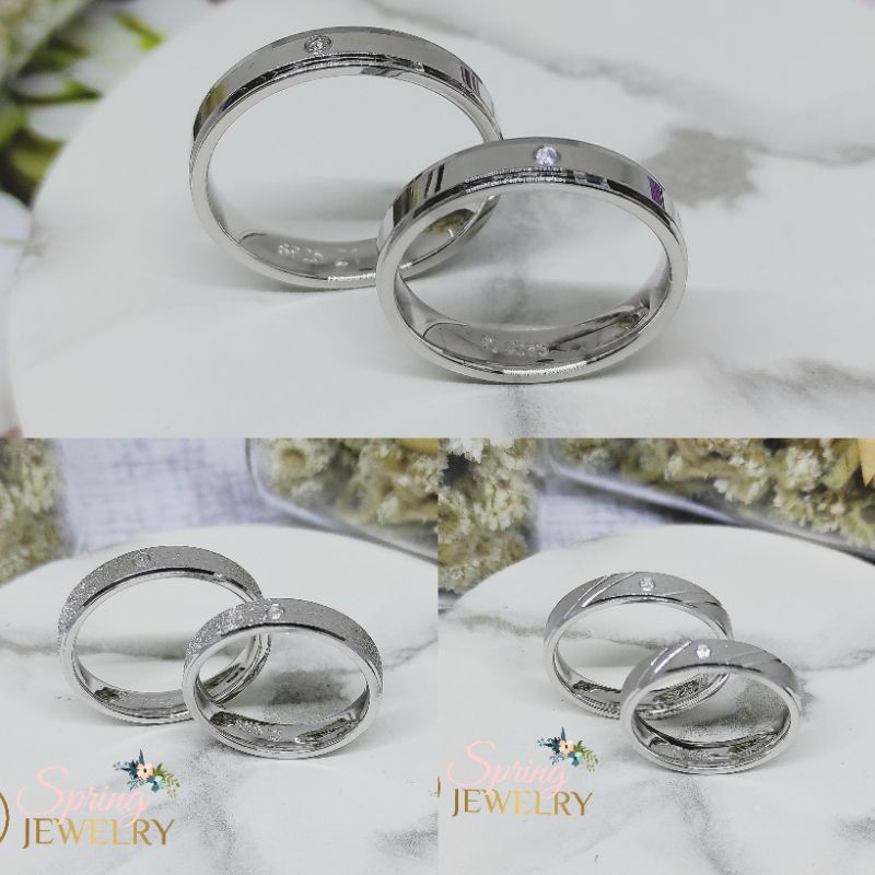 Cincin Perak Couple Kawin Nikah Mata 1x Silver 925 Asli Lapis Emas Putih
