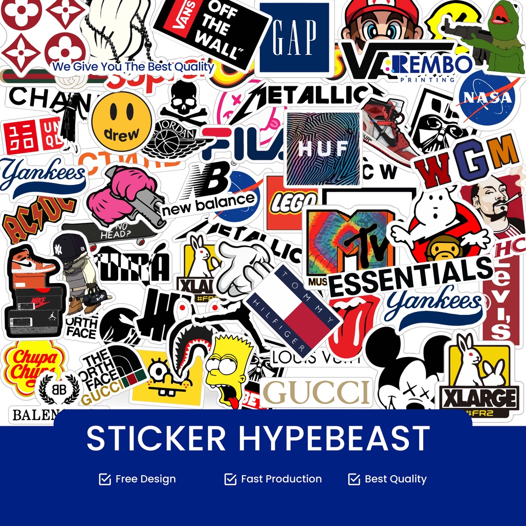 STIKER LOGO HYPEBEAST Graffiti | Sticker Vinyl Laptop Waterproof DIY HP Ipad Tablet Motor Helm Mobil - REMBO PRINTING