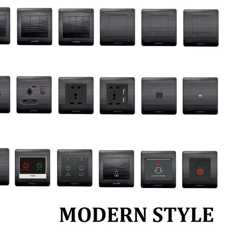 ✼ ARCHITECH SAKLAR PLATINUM BLACK B9 ARCHITECH / STOP KONTAK / SAKELAR / SAKLAR RUMAH ❁