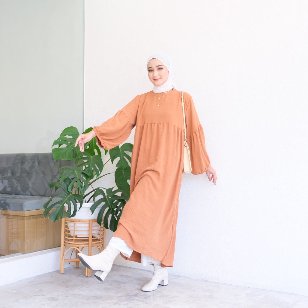 (MGA) COA GAMIS OVERSIZE MIDI DRESS REMAJA WANITA CRINCLE AIRFLOW