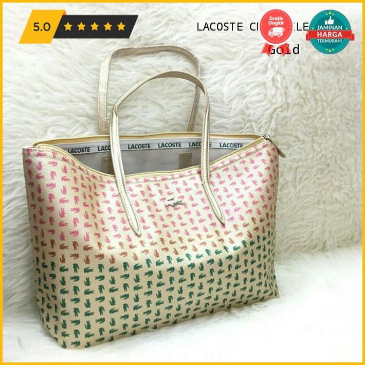 Tas Wanit Promo  Impor Branded Tote Bag Lacoste Crocodile Ombre - Gold Exclusive