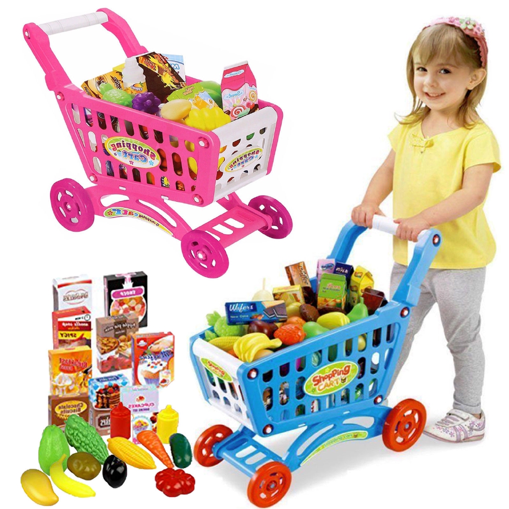 play shopping cart with food