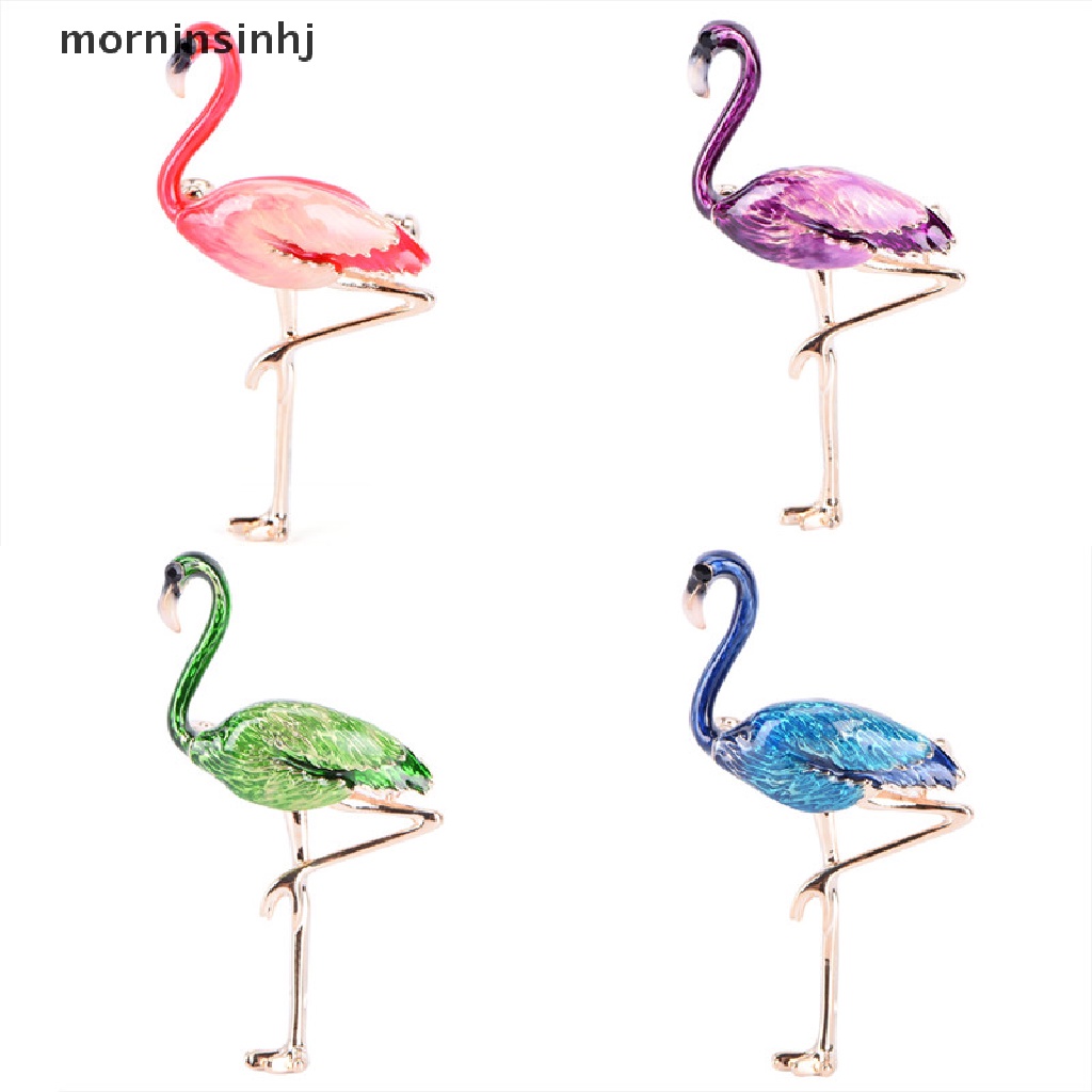 Mornin Bros Pin Enamel Bentuk Flamingo Untuk Aksesoris Fashion Wanita