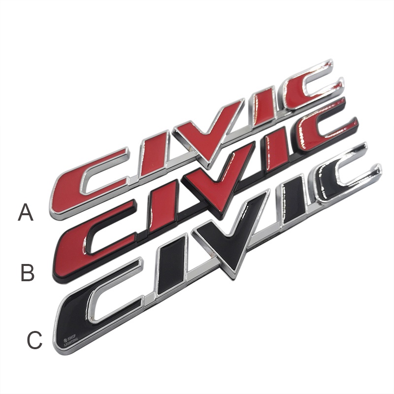 1pc Stiker Emblem Logo CIVIC Bahan Metal Untuk Bagasi Belakang Mobil HONDA