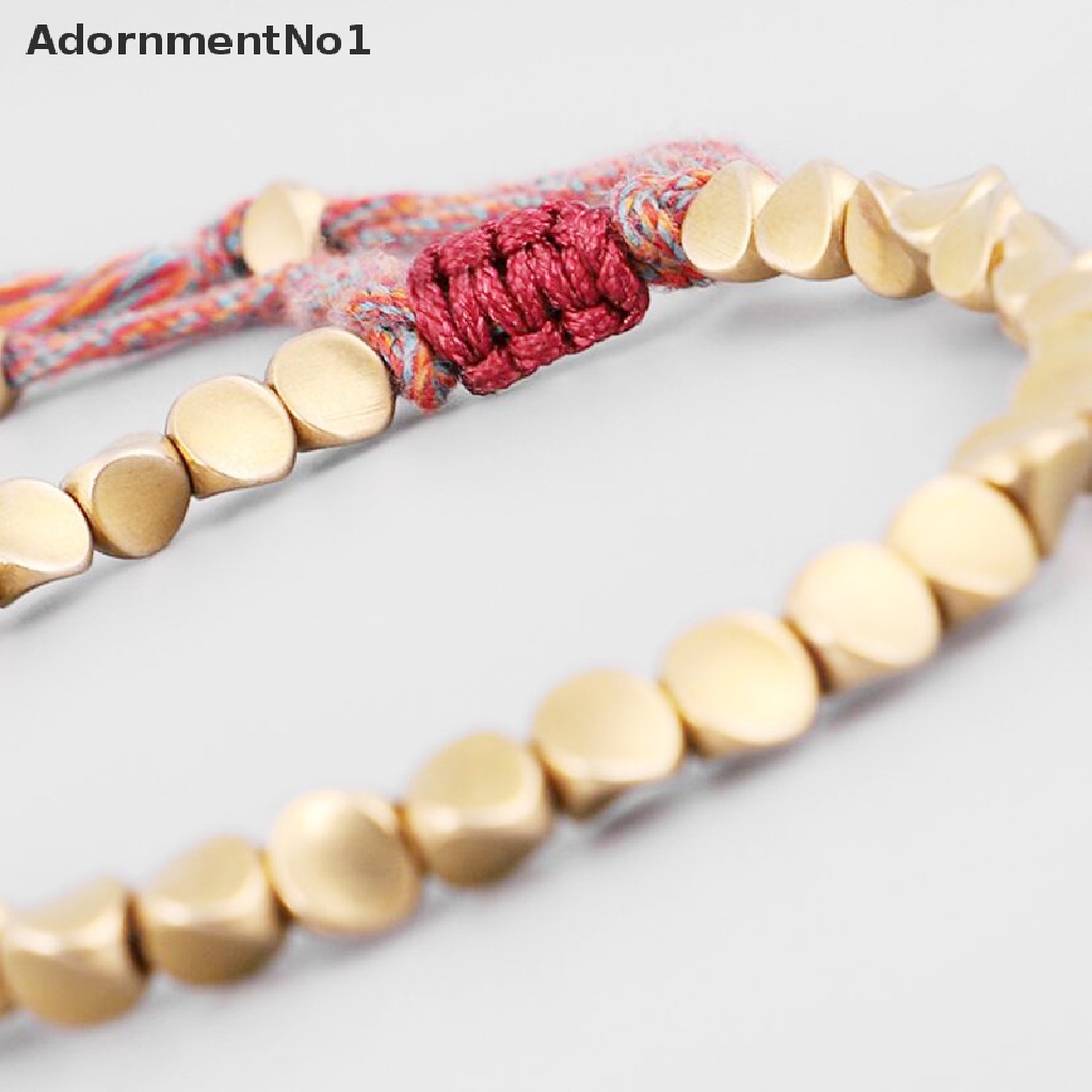 (AdornmentNo1) Gelang Tangan Tali Kepang Gaya Tibet Aksen Manik-Manik Tembaga Untuk Unisex / Pria / Wanita