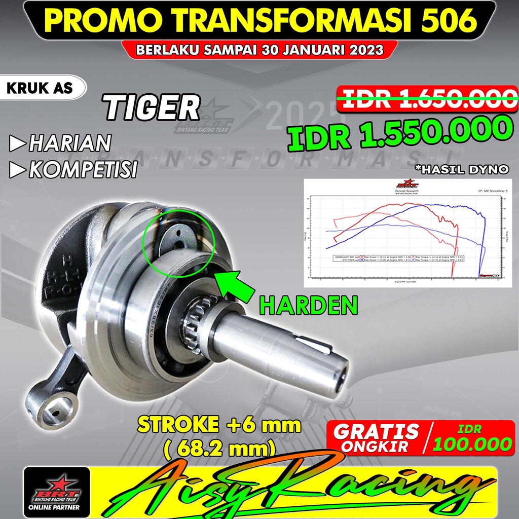 CRANKSHAFT Kruk As BANDUL BRT TIGER GL PRO MAX Megapro Primus Langkah 68 mm