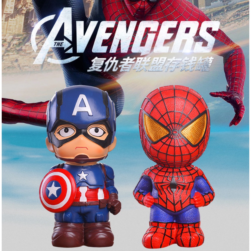 Celengan Koin Bentuk Action Figure Marvel Spiderman Batman Iron Man Captain America Untuk Hadiah Natal