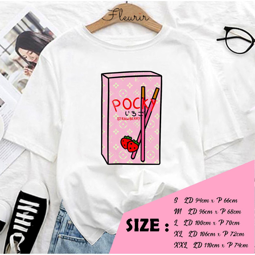 FLEURIR - KAOS WANITA POCKY ELVE DEWASA LENGAN PENDEK TUMBLR TEE UNISEX