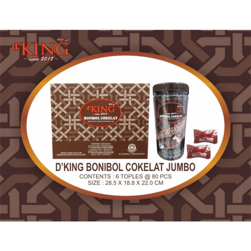 1 Toples 80 pcs D'KING Bonibol Jumbo Biskuit dan Wafer Salut Cokelat, Keju, dan Susu