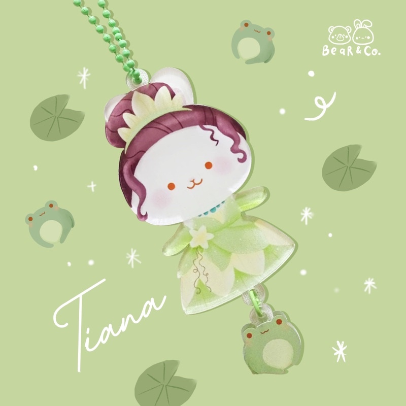 keychain disney princess bunny - ariel / tinkerbell / snow white / tiana / belle / jasmine / aurora / alice in wonderland
