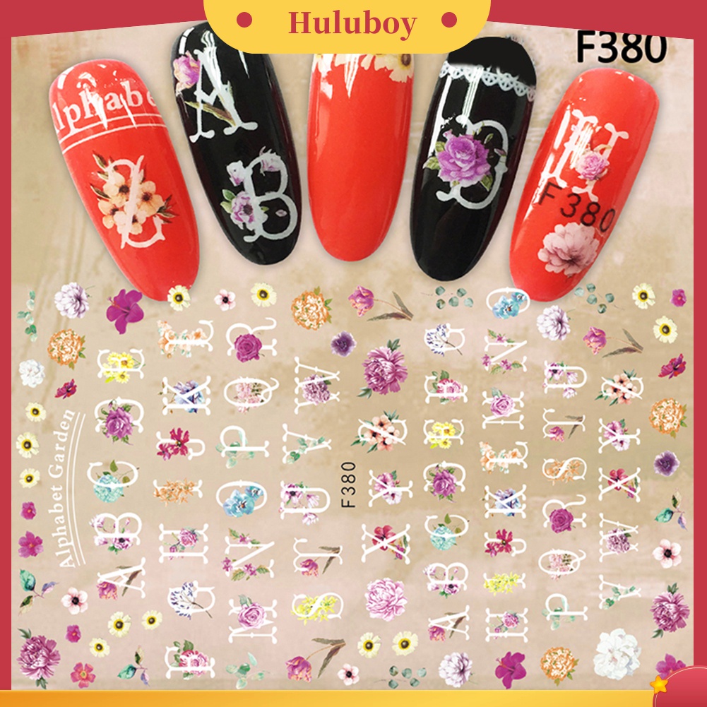 Huluboy Huluboy♡ Stiker Decal Motif Bunga Untuk Dekorasi Nail Art DIY