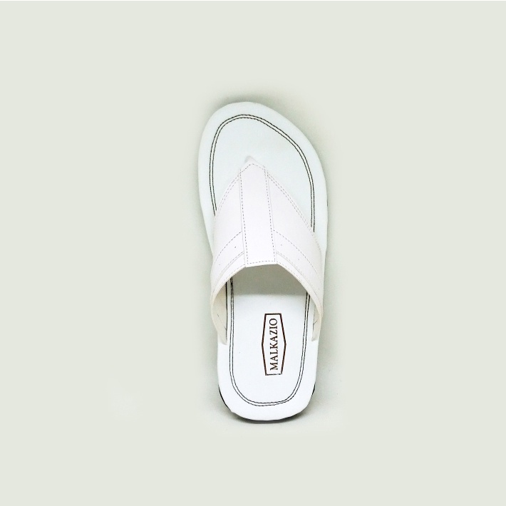 Sandal Pria Jepit Putih Kulit / flip flop Full White - ORIGINAL ZGB-DZ06 sendal cowo casual santai gaya murah