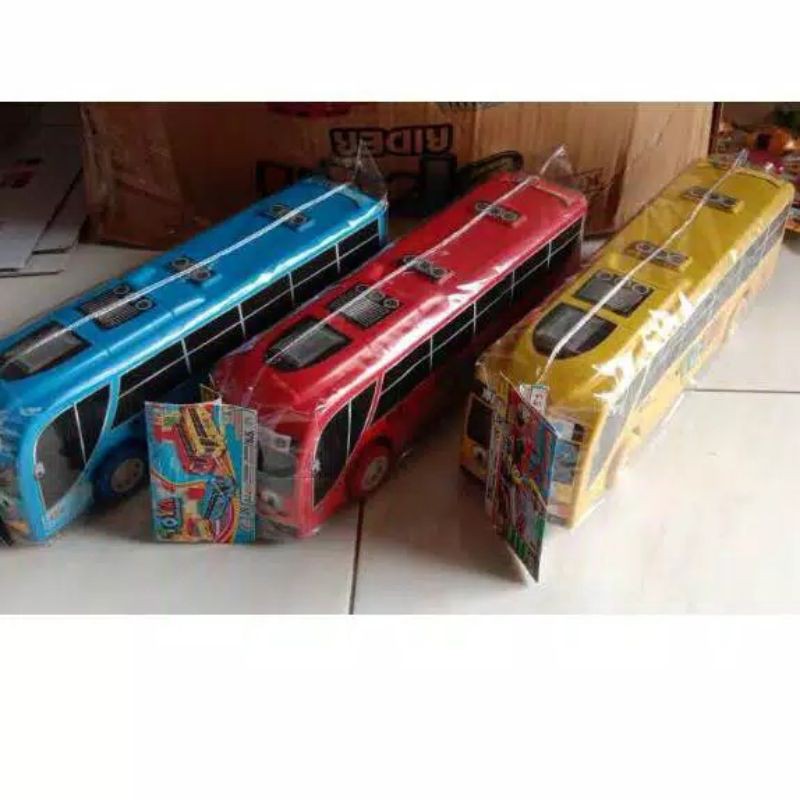 WJS 159 mainan anak edukasi bus toya ukuran sedang / mobil toya harga satuan pull back