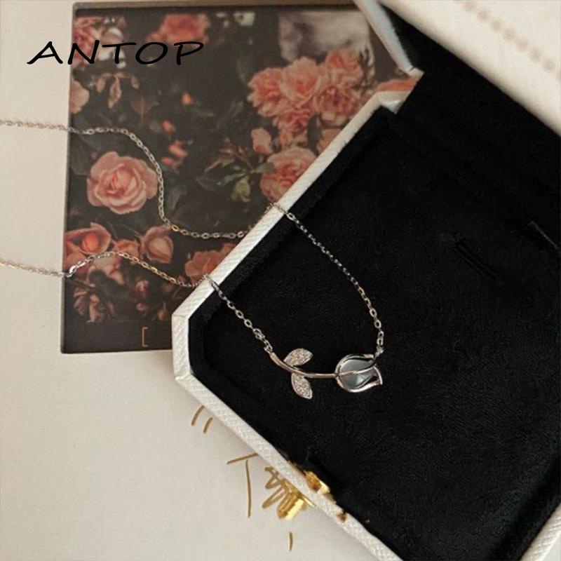 Kalung Rantai Klavikula Desain Bunga Tulip Untuk Wanita