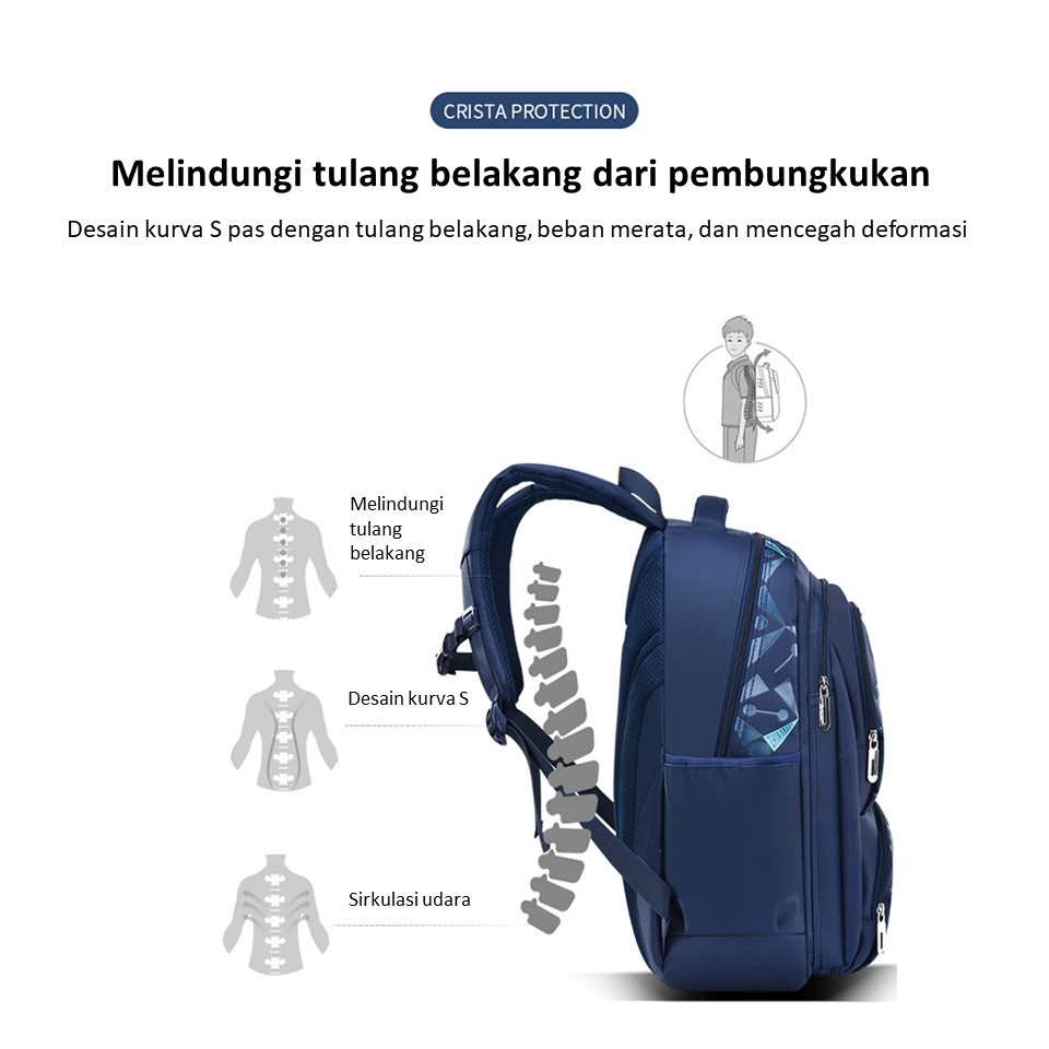 COD - Tas Ransel Anak Sekolah Model Terbaru Bukaan Pintu Kulkas - Tas Sekolah Import