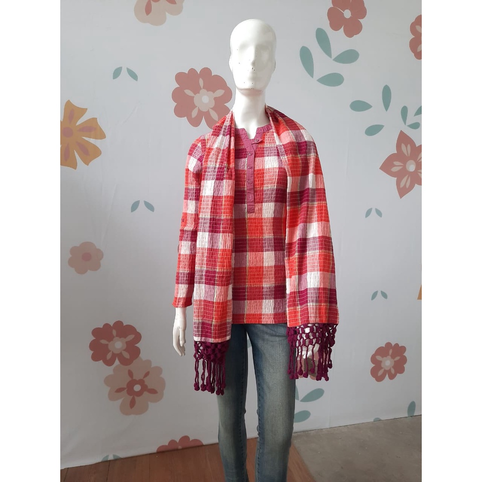 Corniche Check Shawl Orange - TC200120