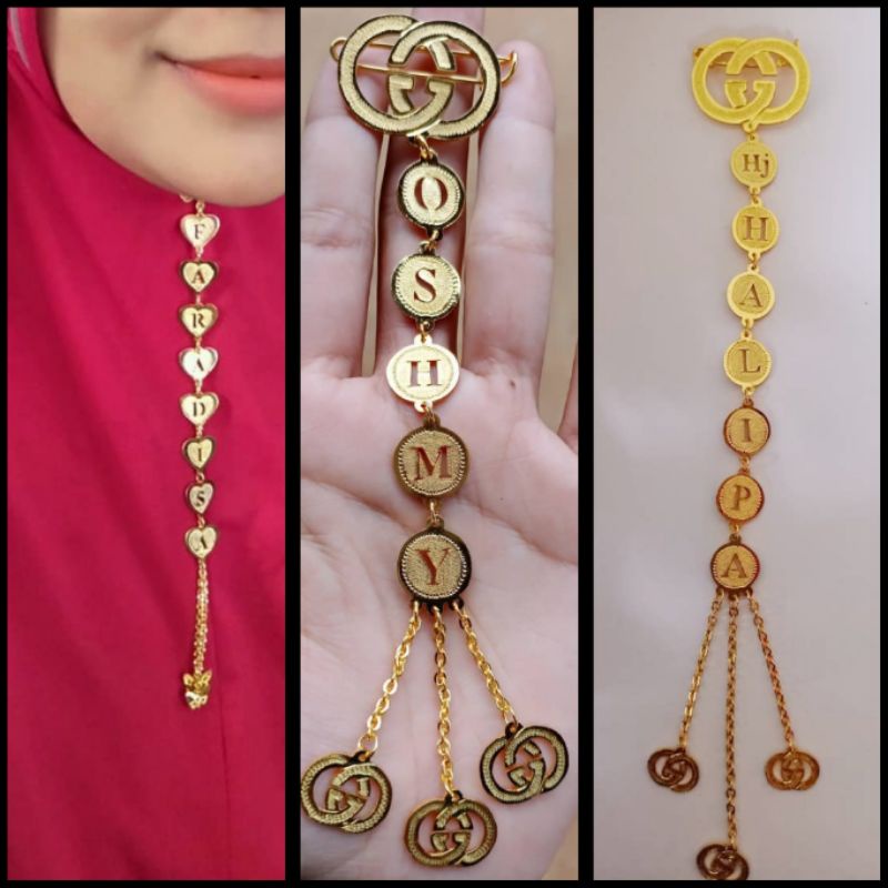 BROS HIJAB DAGU NAMA CUSTOM /BROS CUSTOM /BROS TEMPAH UKIR NAMA /BROS  PESAN NAMA