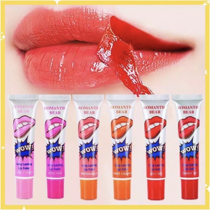 ROMANTIC BEAR Tattoo Lip Peel Off Lipstick Long Lasting Monomola Lipstik XX015