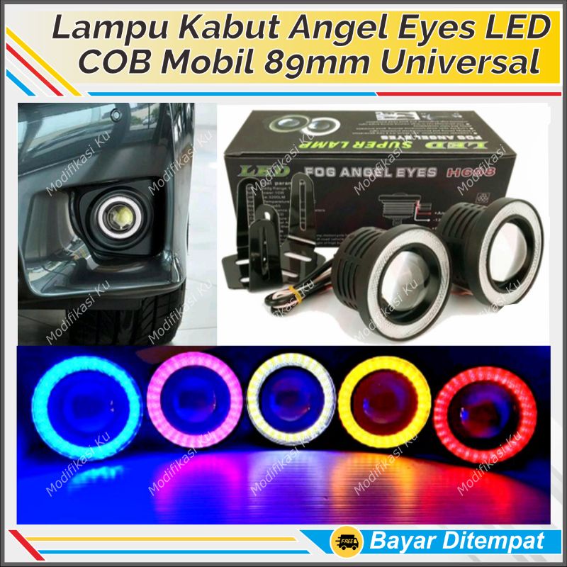 LAMPU LED FOGLAMP ANGEL EYE MOBIL PROJIE TEMBAK KABUT + 89 MM 89MM 2 MODE TERMURAH : AVANZA XENIA HO