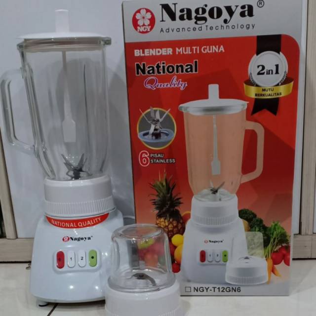 NAGOYA NGY-T12GN Blender Kaca Duo 2in1 Gelas Bumbu [Putih]