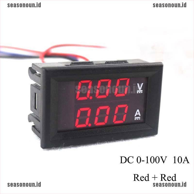 【sea】DC 0-100V 10A 3/4 Bit Voltmeter Ammeter Red Blue LED Amp Wires New