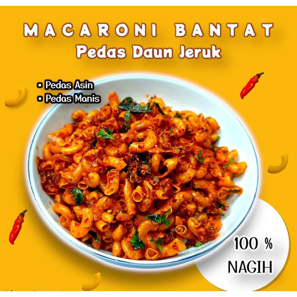 

MACARONI BANTAT DAUN JERUK PEDAS MAKANAN RINGAN JAJANAN PASAR CEMILAN GURIH 100 GRAM