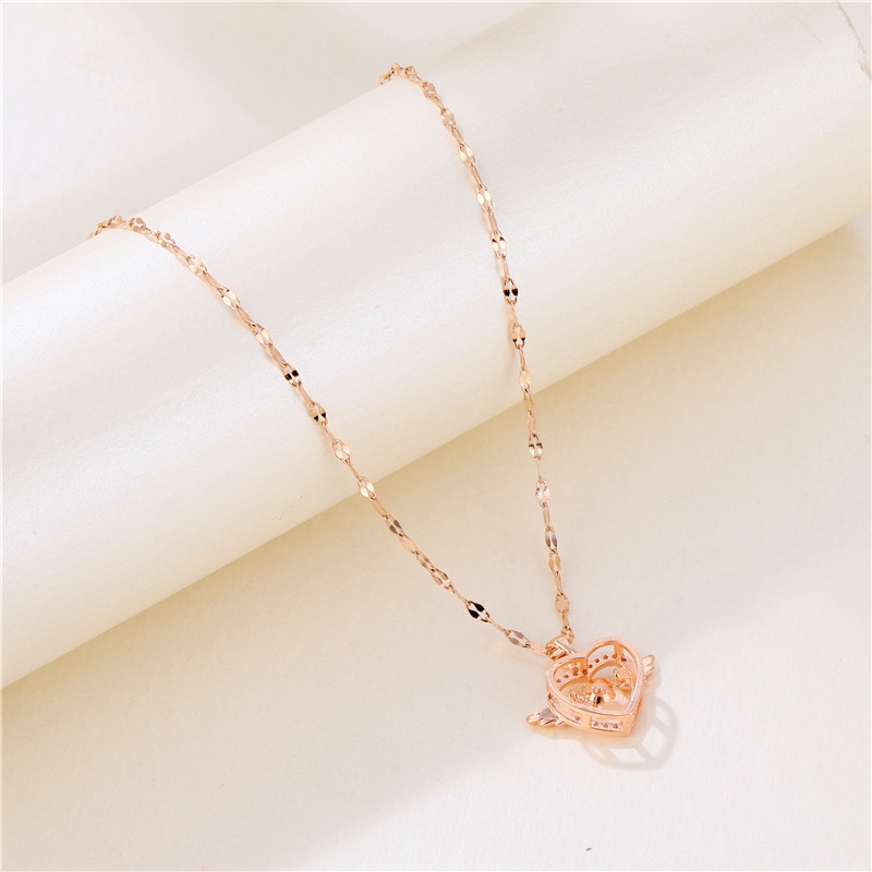 Baja Titanium kalung wanita love Angel permata liontin Korea fashion OL sederhana rose Emas zircon K