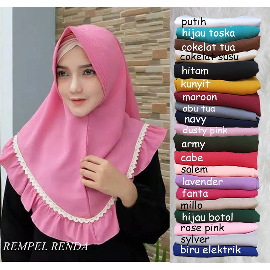 TERMURAH REMPEL RENDA KHIMAR RUFLE WOLFIS PET ANTEM JILBAB HIJAB