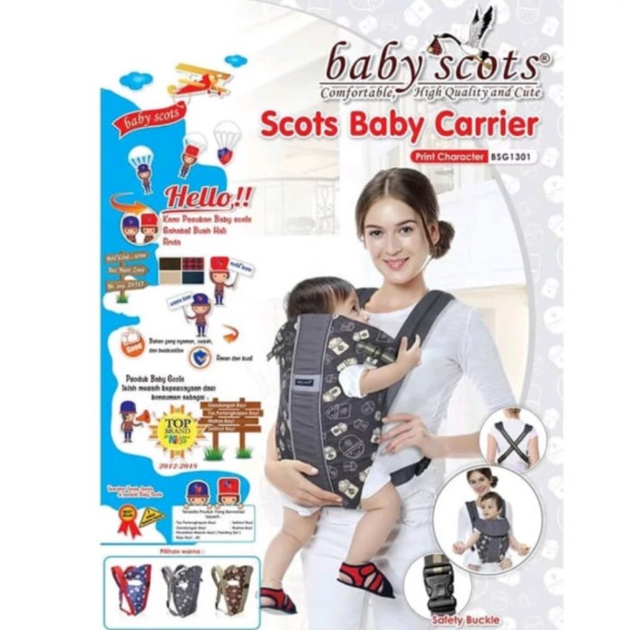 Gendongan Bayi / Baby Carrier Baby Scots Print Character BSG1301