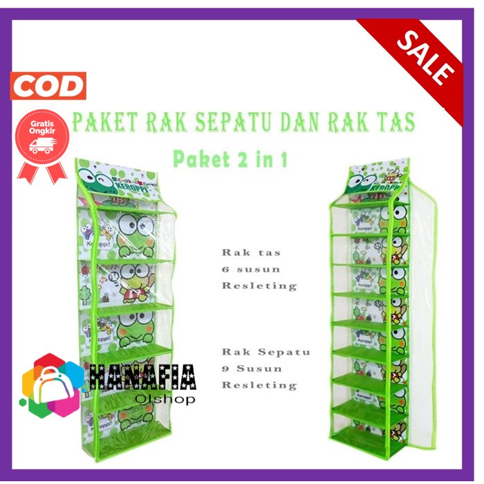 RAK SET GANTUNG 2IN1 SEPATU+TAS KARAKTER