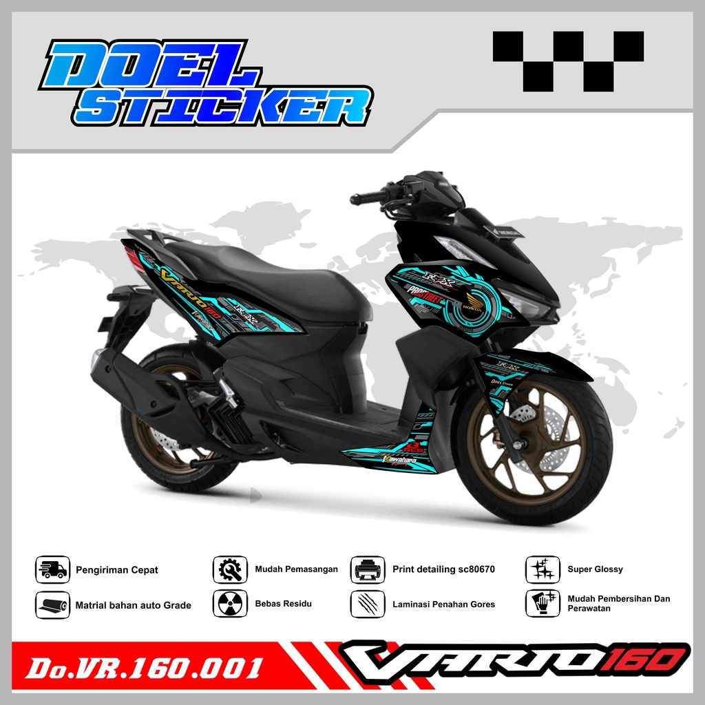 Sticker Striping Honda VARIO 160 List Variasi Hologram , Crome Doel 001