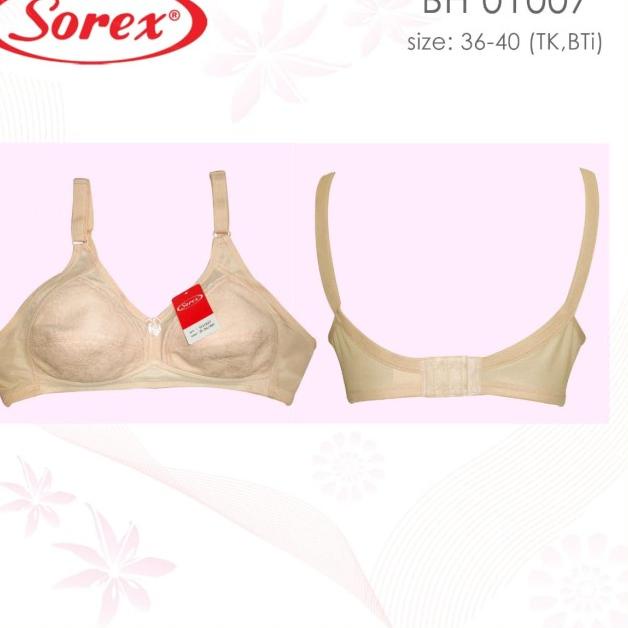 ♥ Sorex Bh Brukat Tanpa Kawat Busa Tipis 01007 - Hitam, 36 ✵