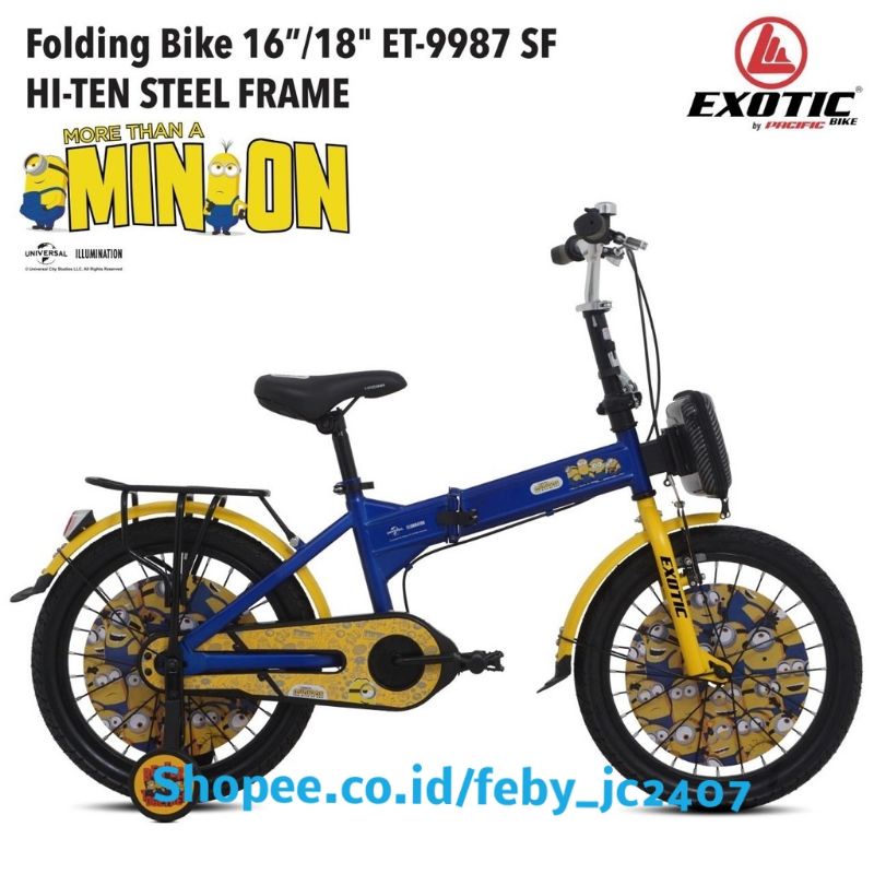 Sepeda Lipat 16 18 inch Exotic 9987 SF minion Untuk remaja dan anak anak