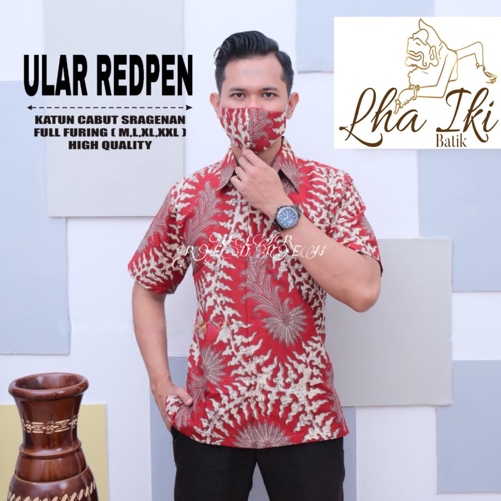 KEMEJA BATIK SOLO MOTIF ULAR RED