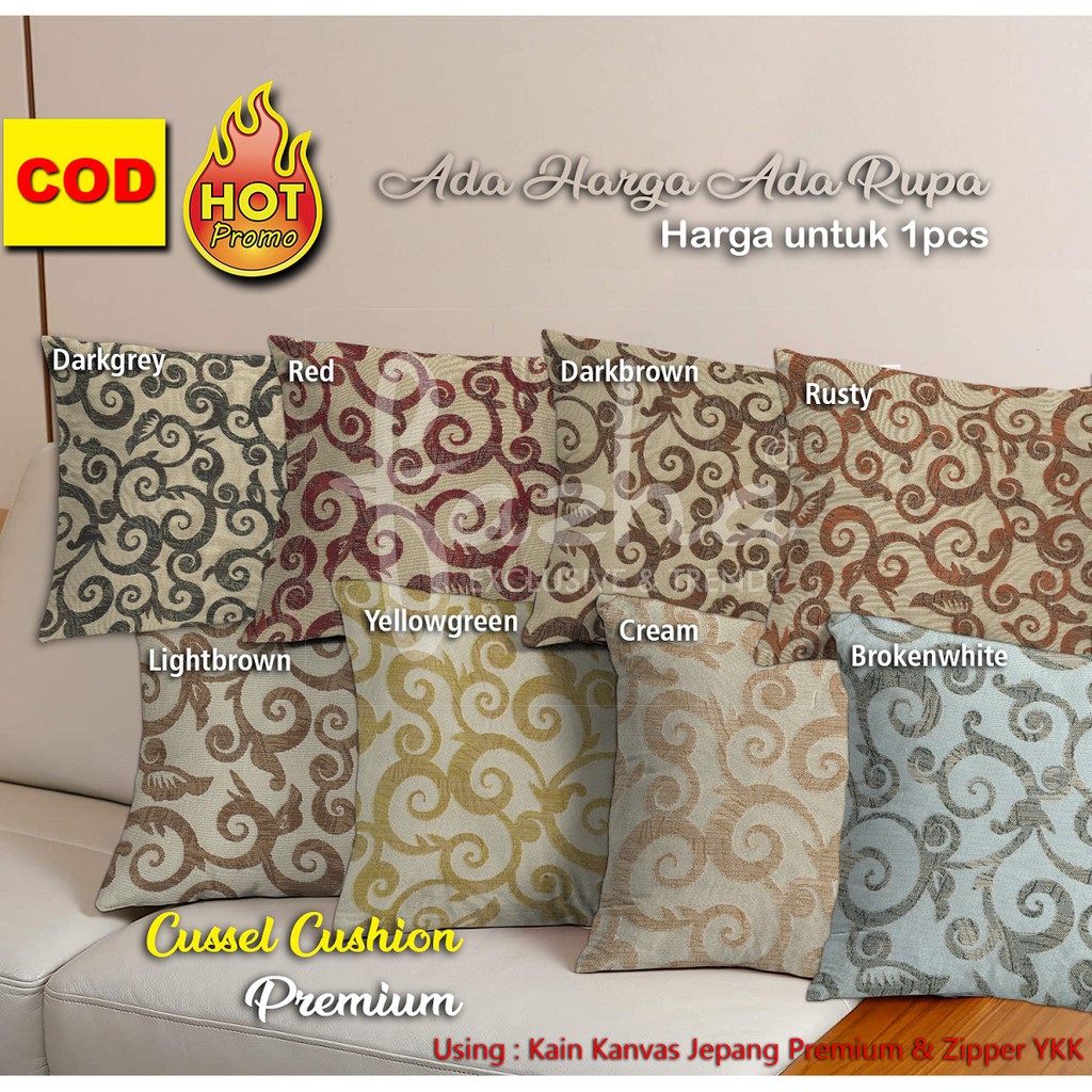 Sarung Bantal Sofa Kursi Tamu Mewah Kekinian Modern Premium Motif Classic Hijau Cream 40 45 50 60 70