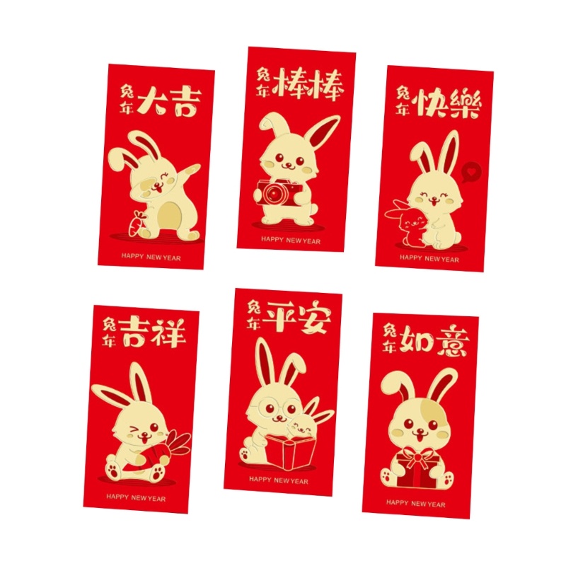 Zzz 2023 Amplop Angpao Tahun Baru Cina / Imlek Motif Kelinci Warna Merah