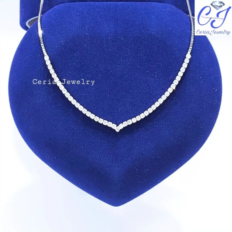 Kalung Perak Asli Silver 925 Lapis Emas Putih Model Berlian/Kalung Aurel/Kalung Nagita/Kalung Vanessa - Perhiasan Perak Wanita