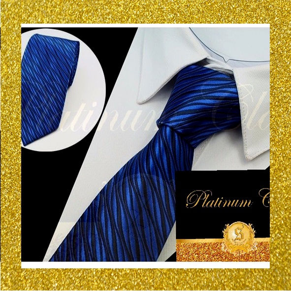 Dasi pria biru elektrik peacock platinum class